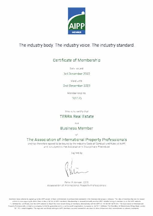 Membership Certificate of the AIPP