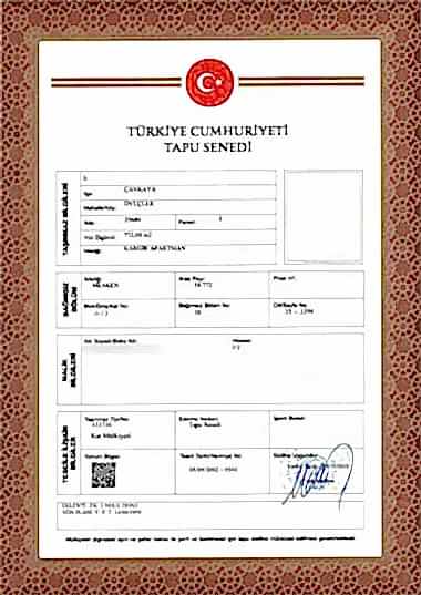 Meaning of the Turkish Title Deed
