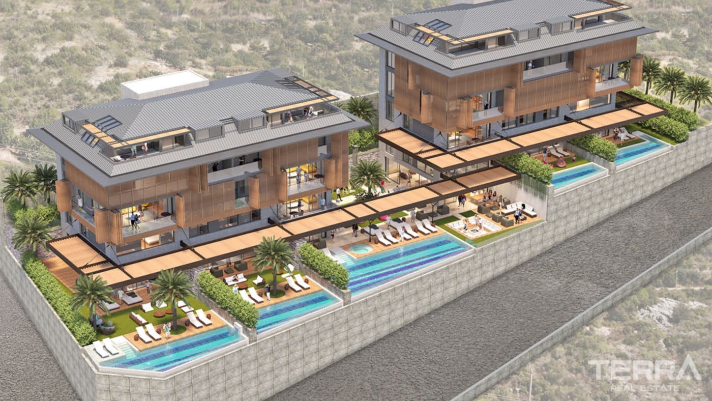 Alanya'da Deniz ve Kale Manzaralı Modern Daireler - 55304