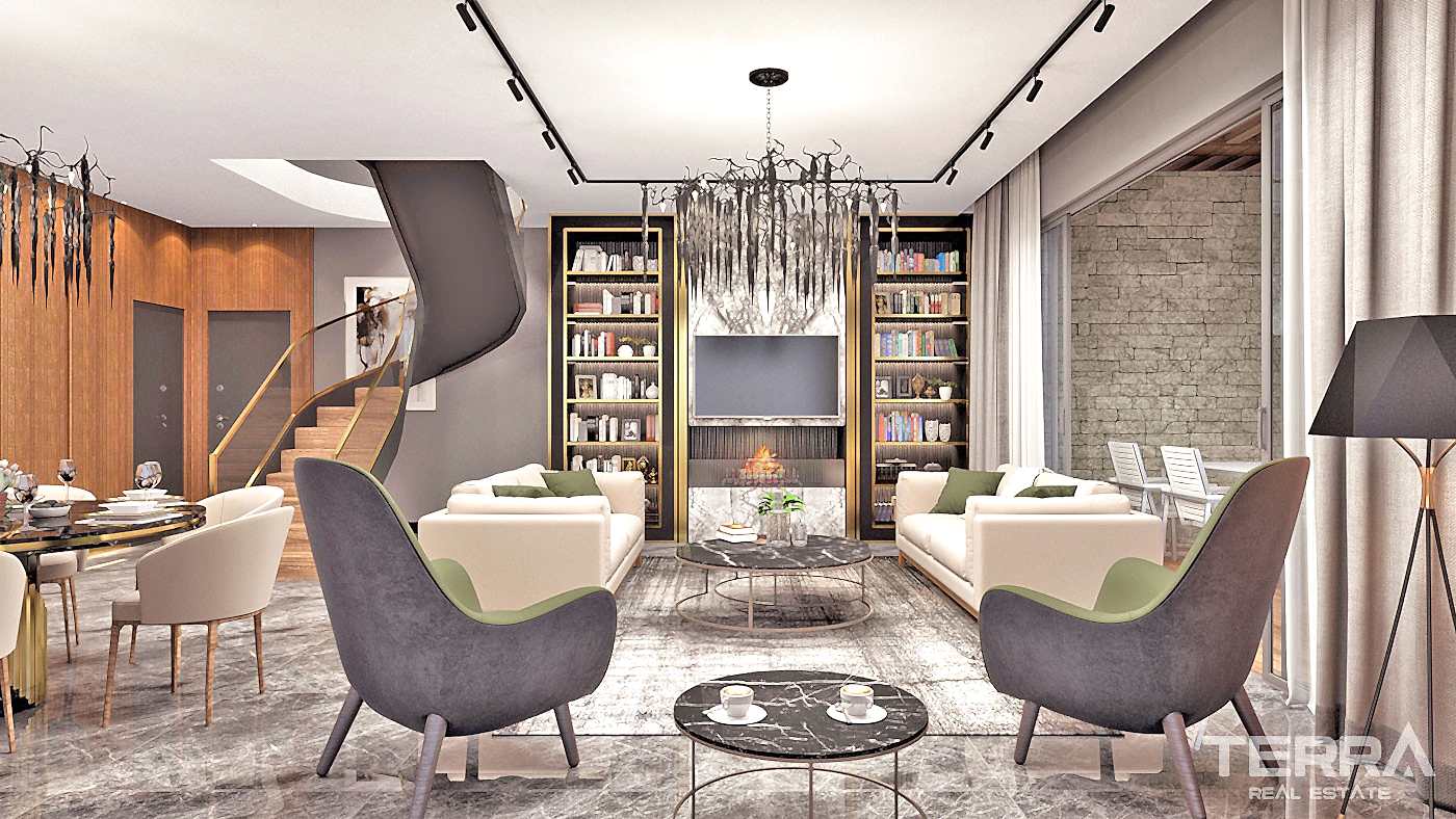Alanya'da Deniz ve Kale Manzaralı Modern Daireler - 55333