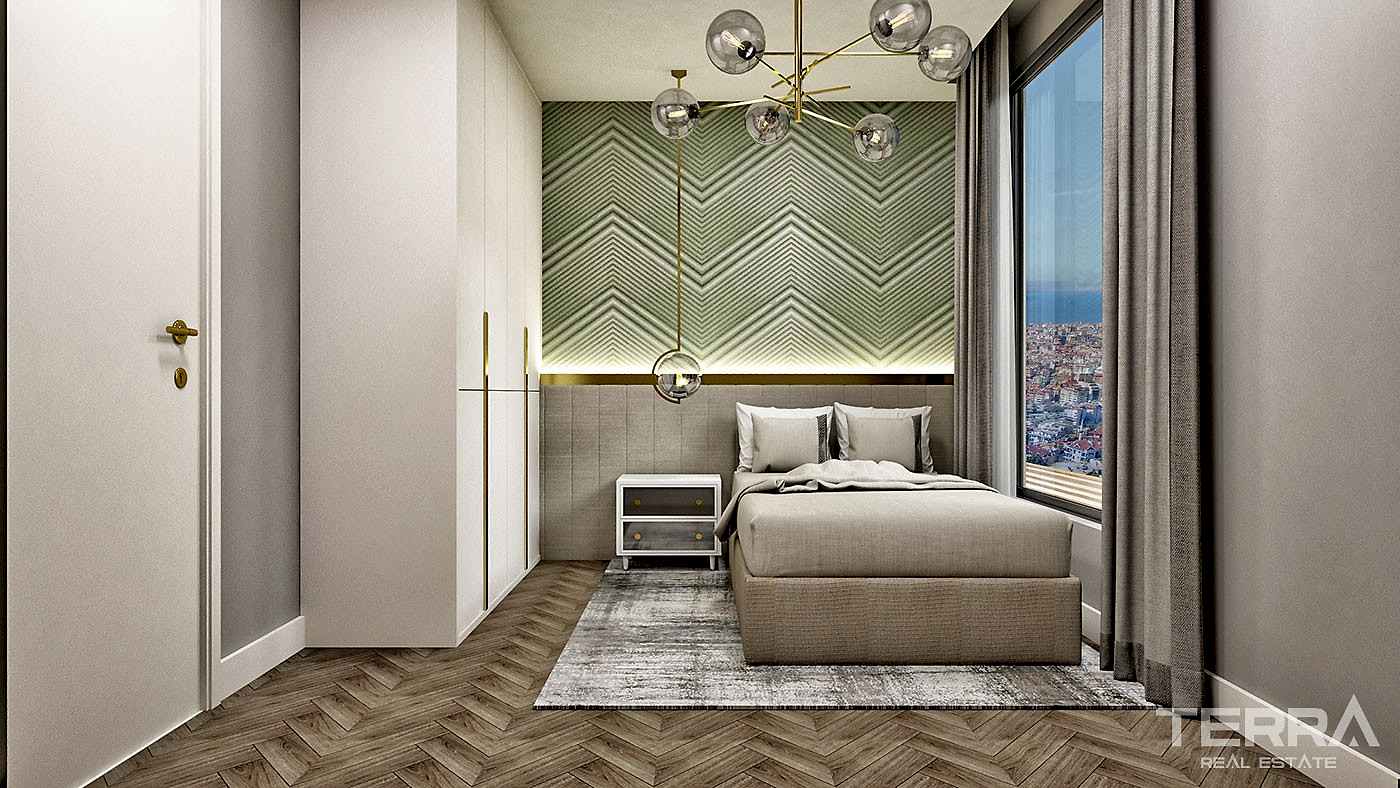 Alanya'da Deniz ve Kale Manzaralı Modern Daireler - 55338