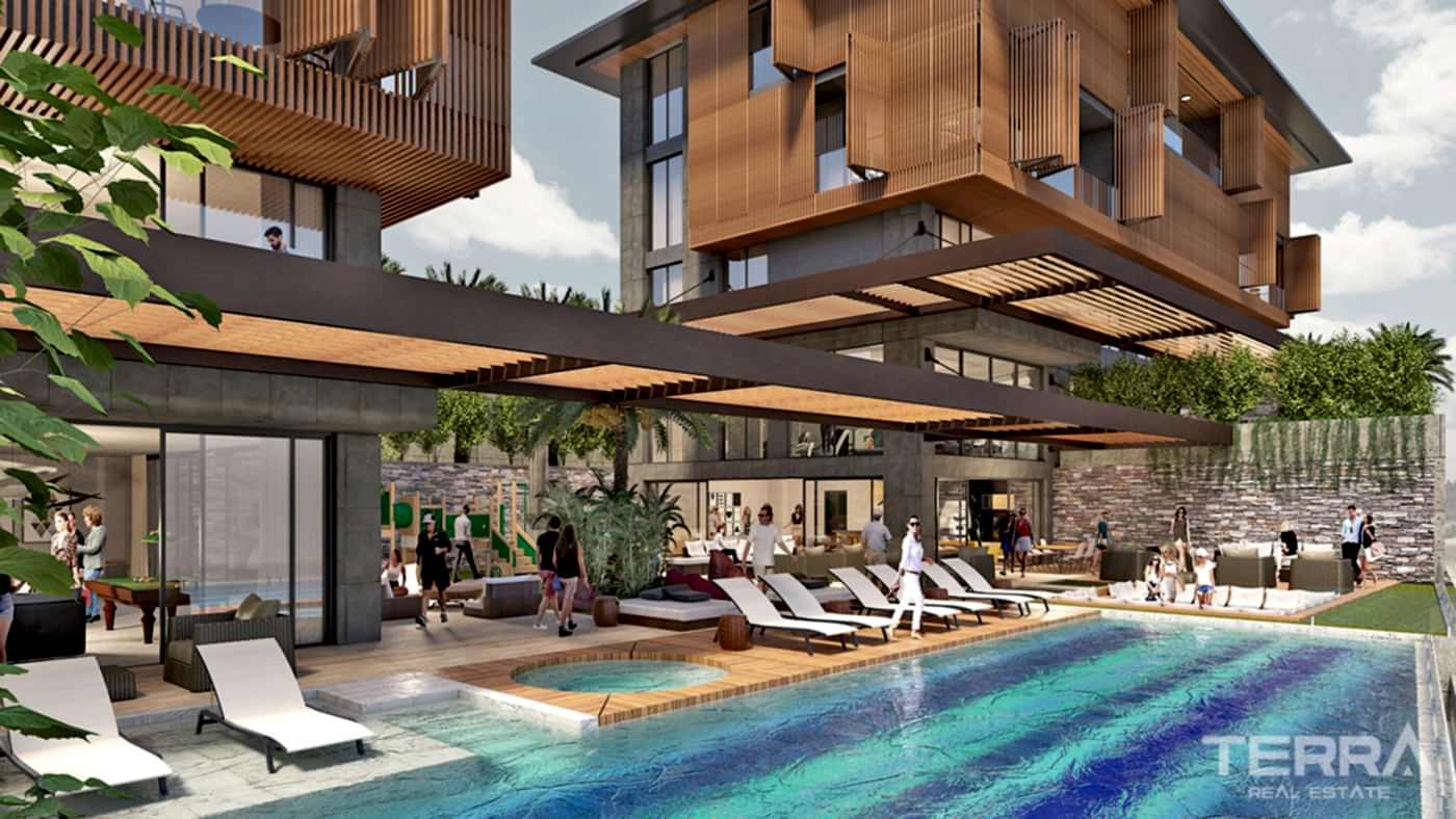 Alanya'da Deniz ve Kale Manzaralı Modern Daireler - 57003