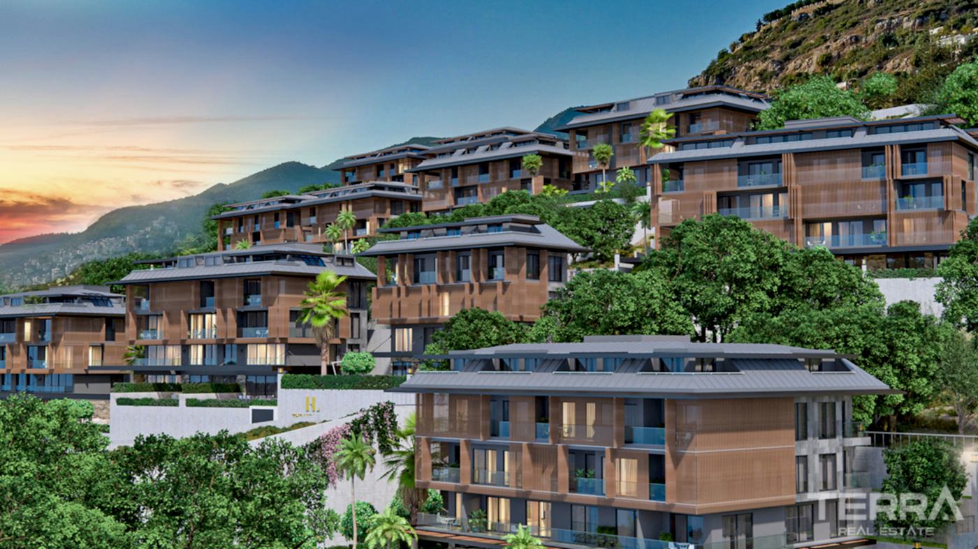 Alanya'da Deniz ve Kale Manzaralı Modern Daireler - 101288