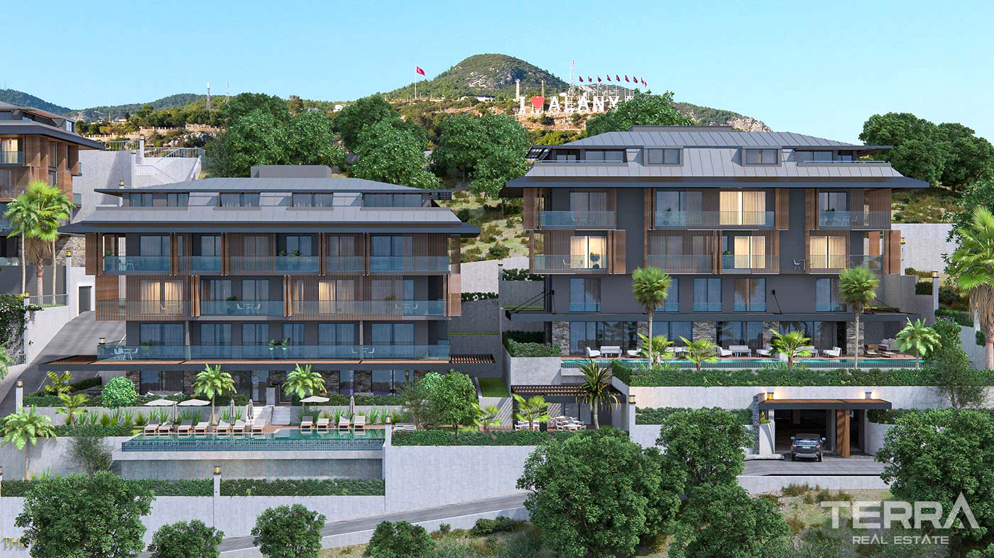 Alanya'da Deniz ve Kale Manzaralı Modern Daireler - 101294