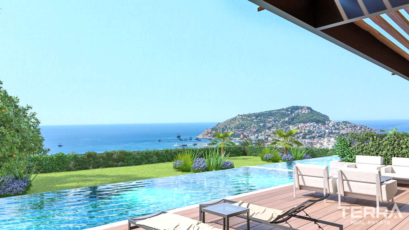 Alanya'da Deniz ve Kale Manzaralı Modern Daireler - 101295