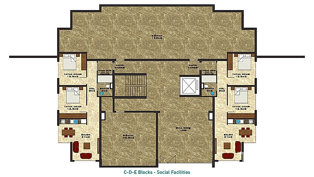 Appartement charmant à vendre avec accès jardin à Kestel, Alanya - 95329