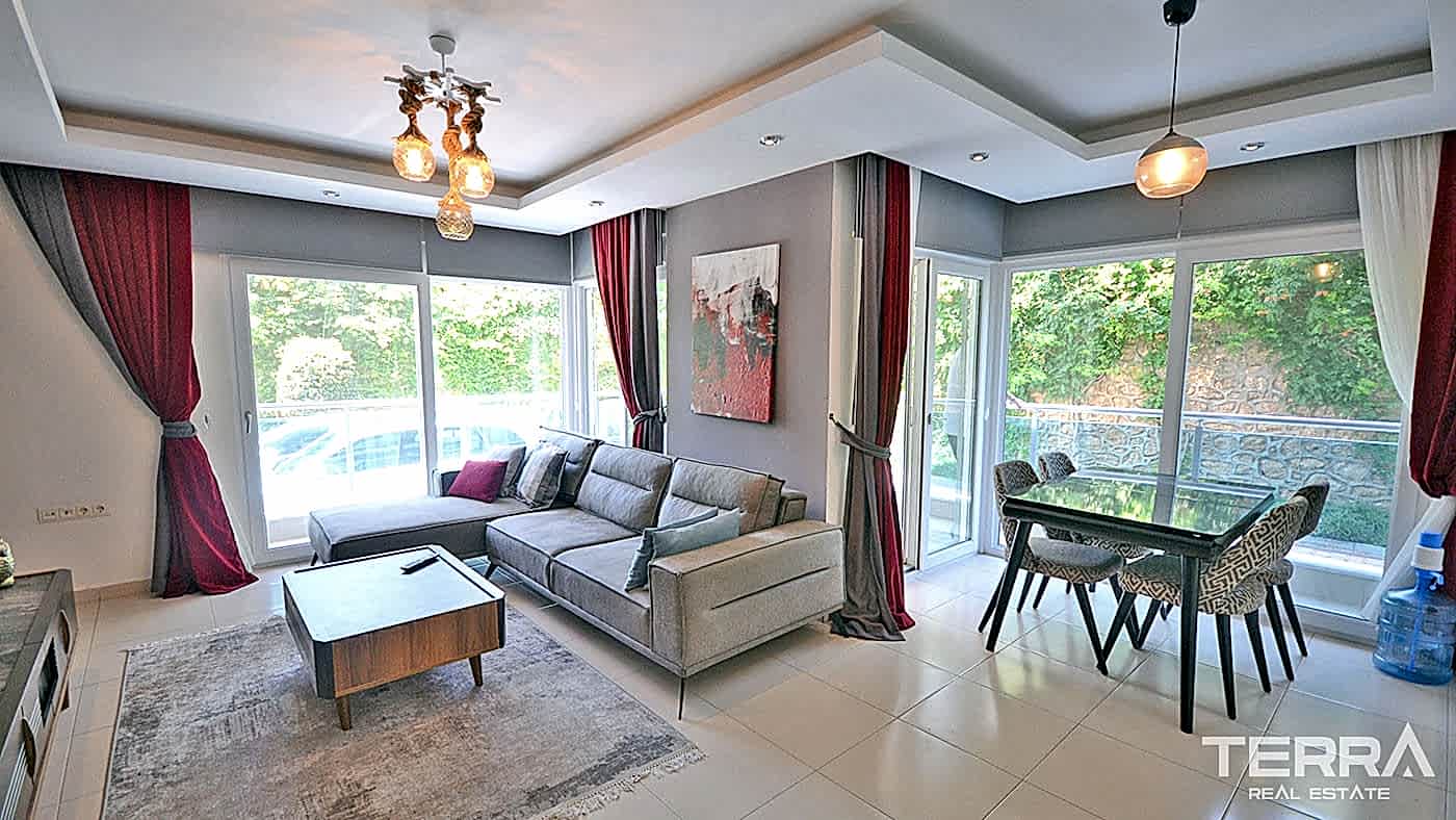 Appartement charmant à vendre avec accès jardin à Kestel, Alanya - 95315