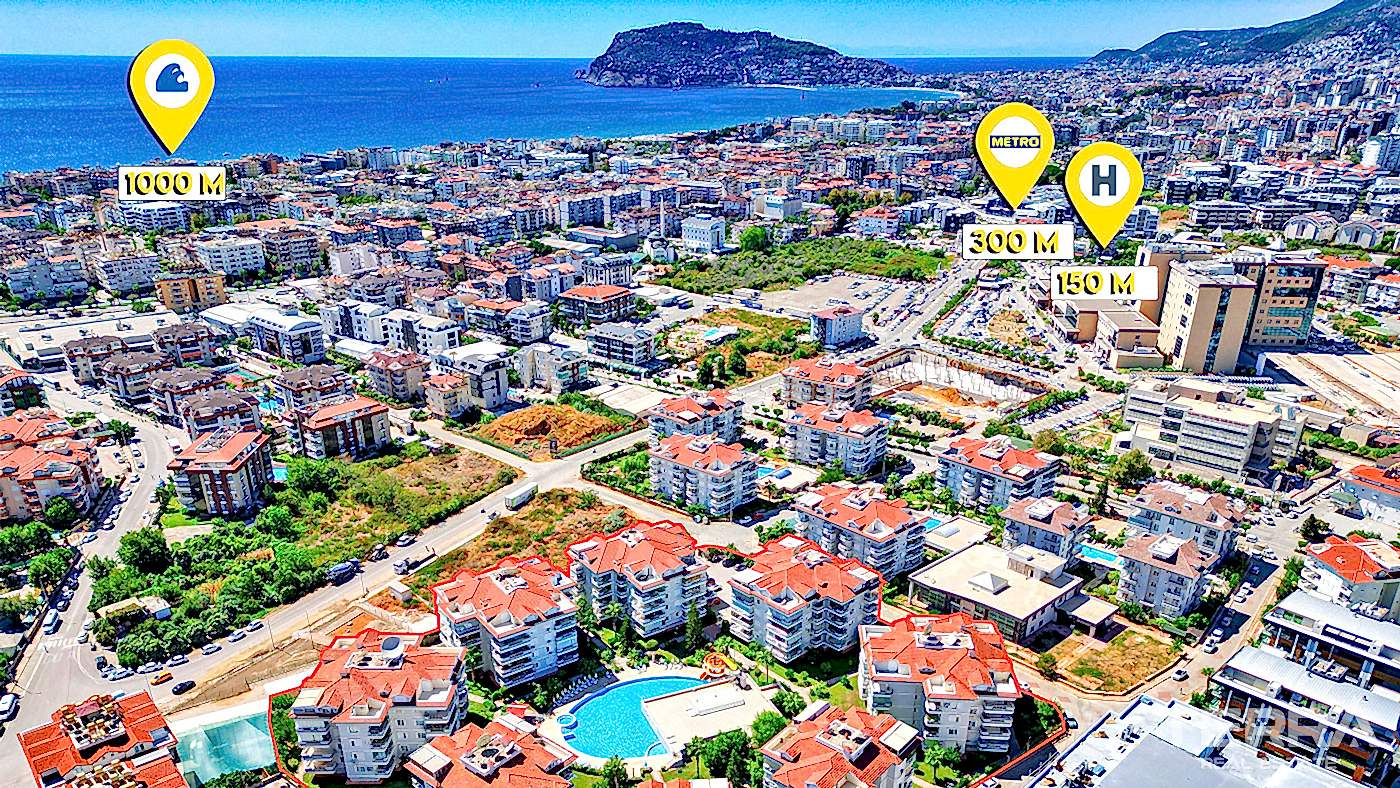 Alanya, Oba'da Crown Resort 1 Sitesinde 3+1 Satılık Daire - 109560