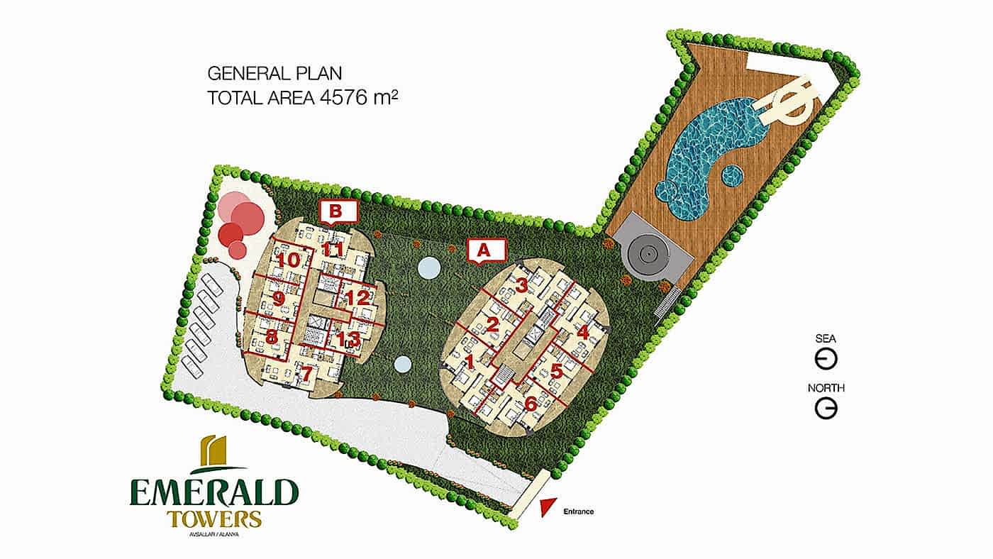 Lejlighed med havudsigt til salg i Emerald Towers, Avsallar Alanya - 113141